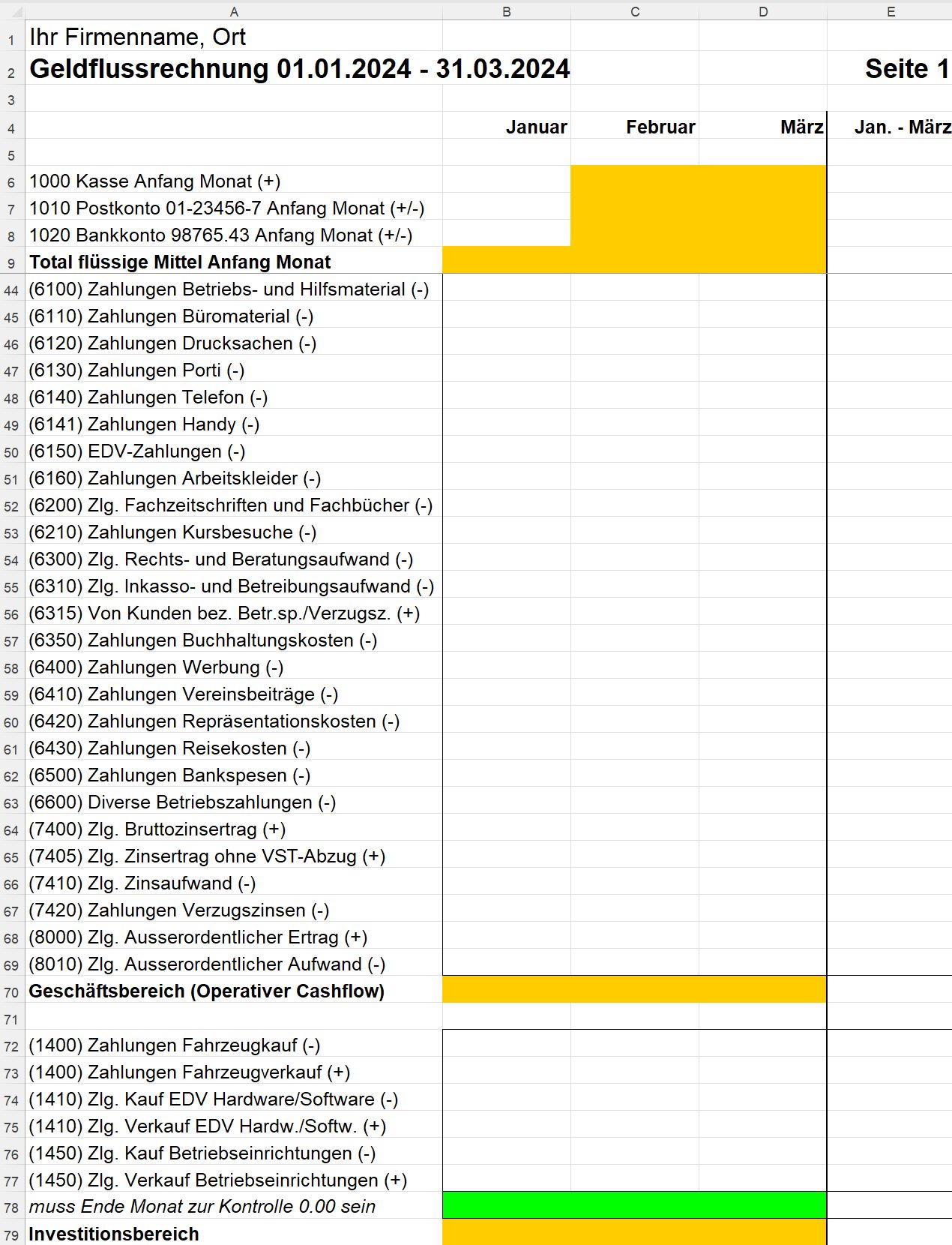 Geldflussrechnung 2 Geldflussrechnung 2